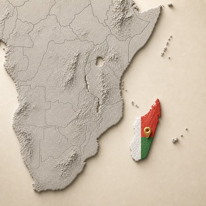 World map with Madagascar location marker