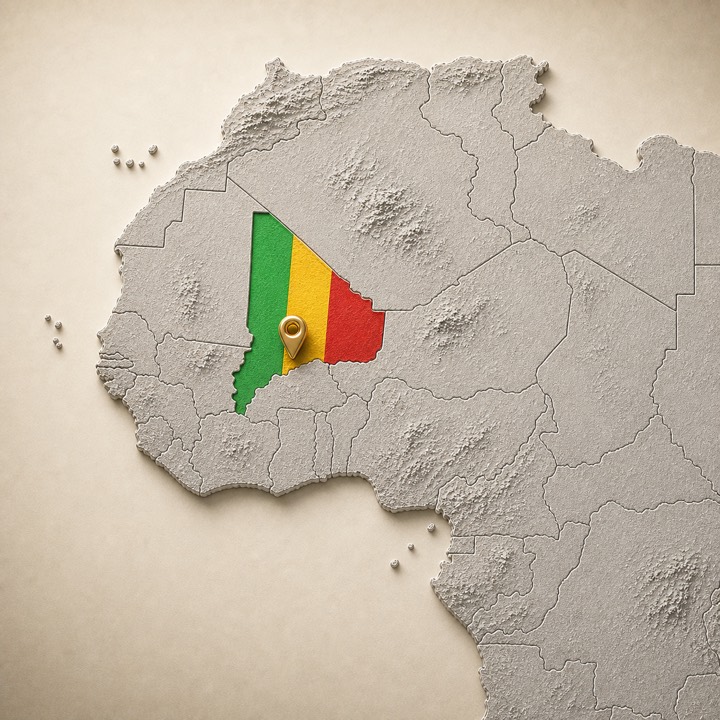 World map with Mali location marker