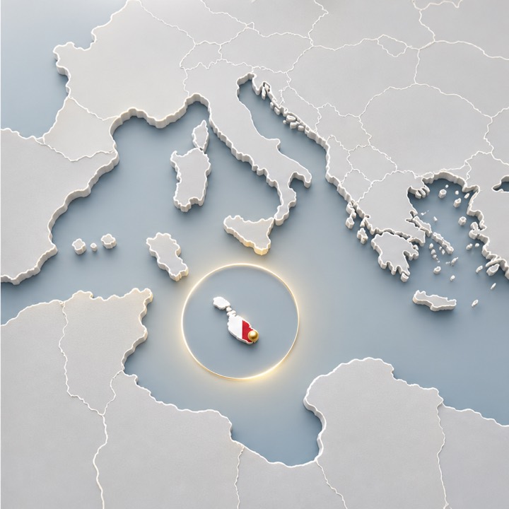 World map with Malta location marker