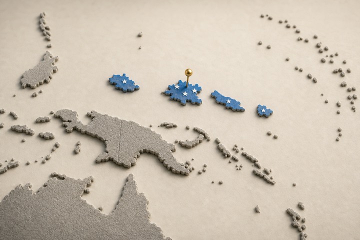 World map with Micronesia location marker