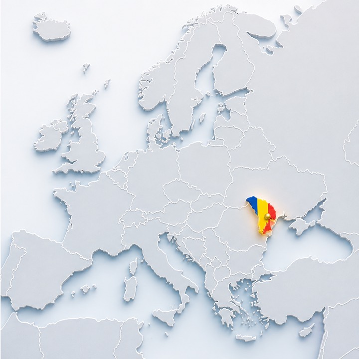 World map with Moldova location marker