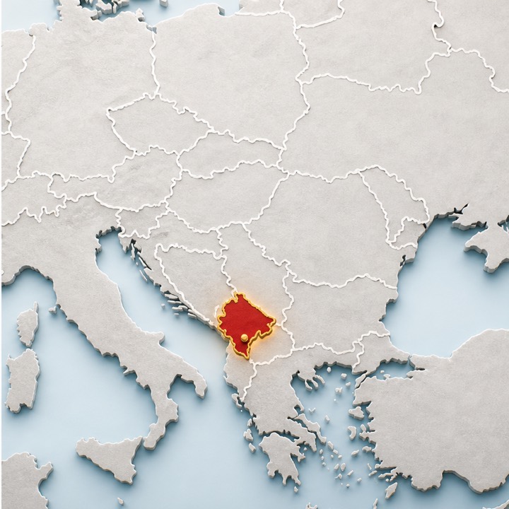 World map with Montenegro location marker