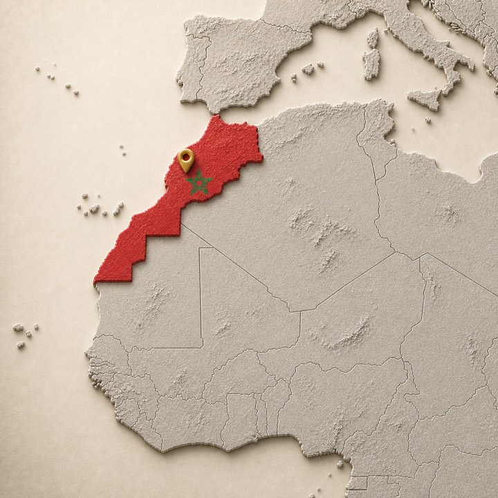 World map with Morocco location marker