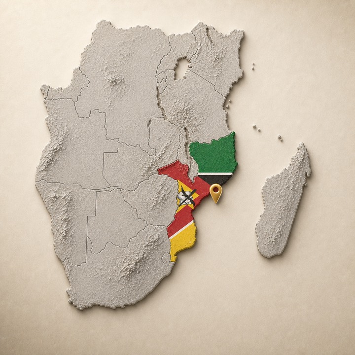 World map with Mozambique location marker