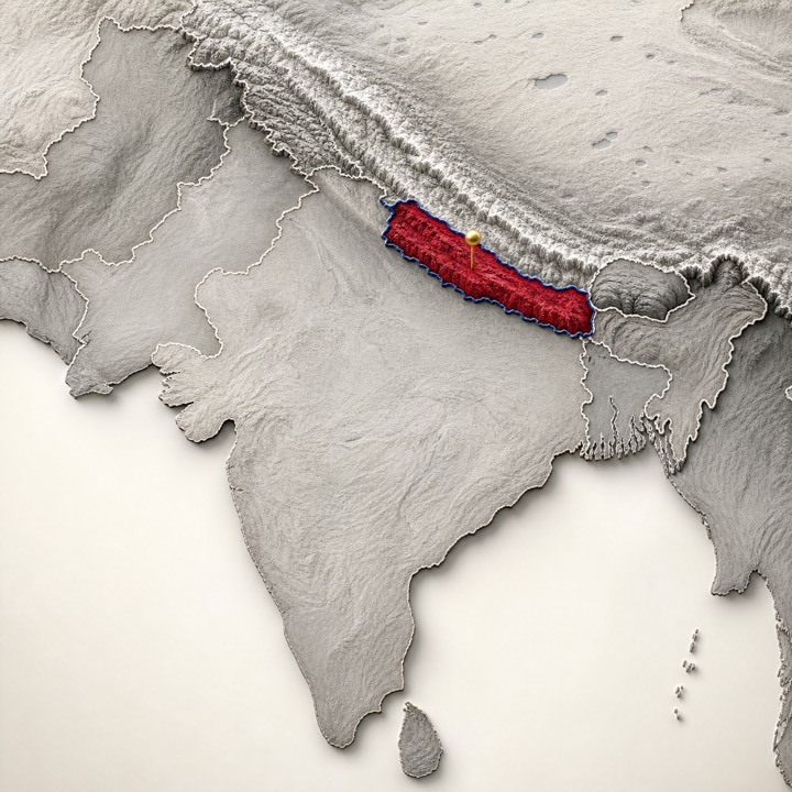 World map with Nepal location marker