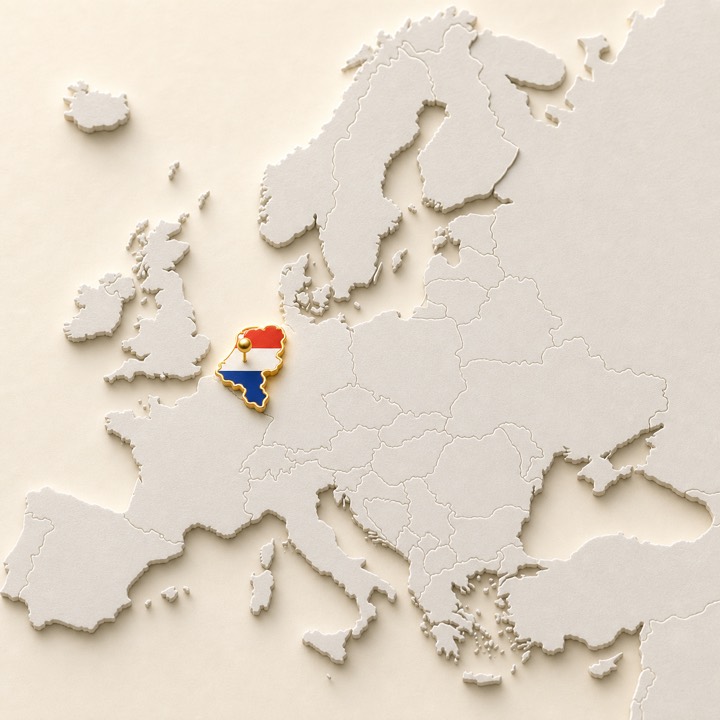 World map with Netherlands location marker