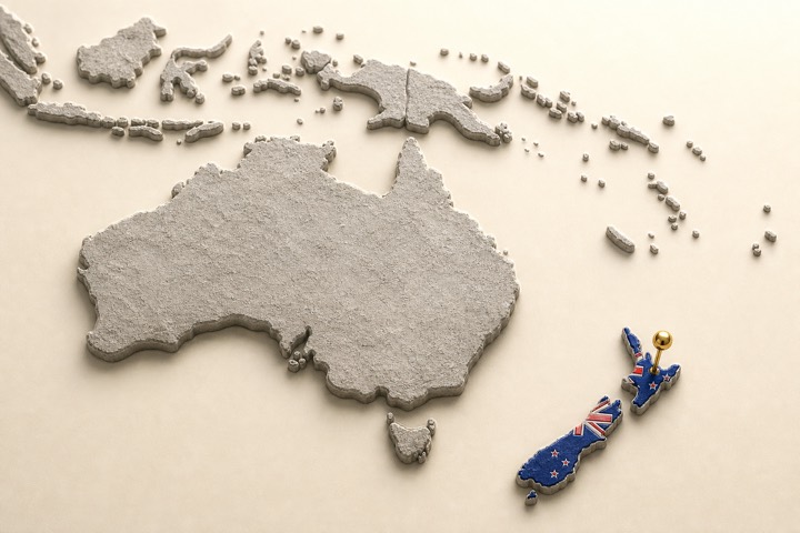 World map with New Zealand location marker
