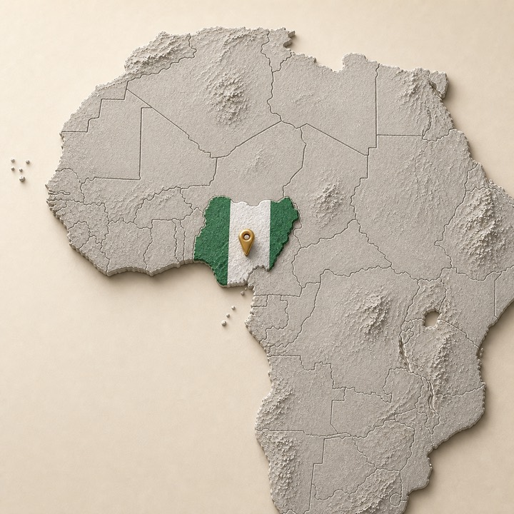 World map with Nigeria location marker
