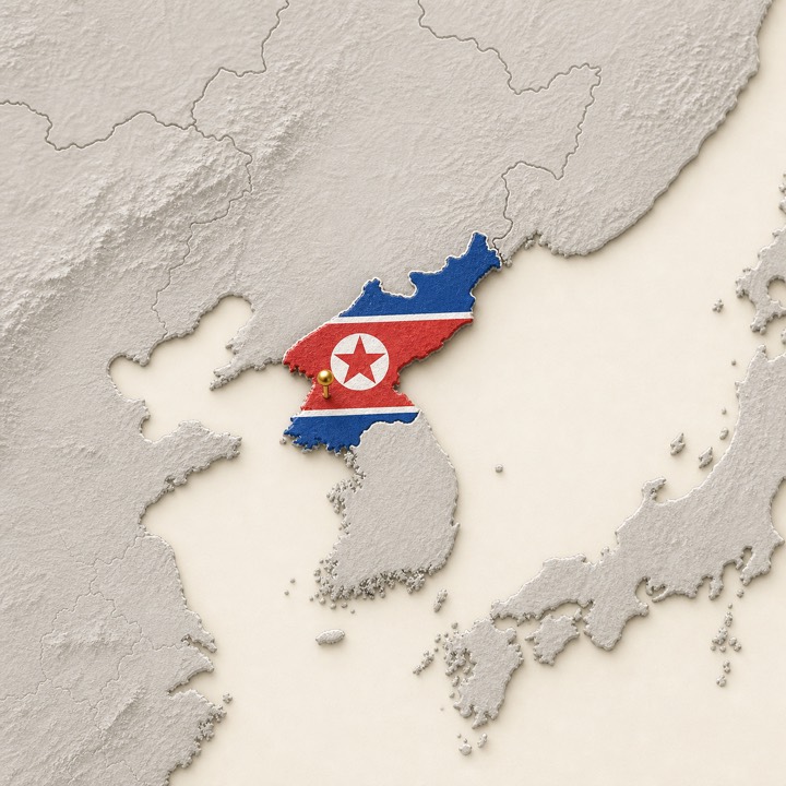 World map with North Korea location marker