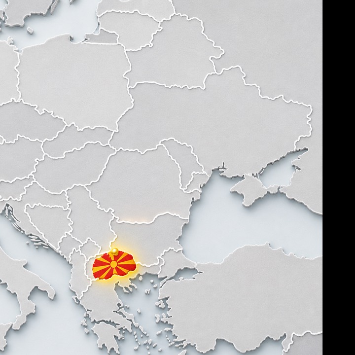 World map with North Macedonia location marker
