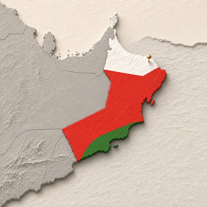 World map with Oman location marker