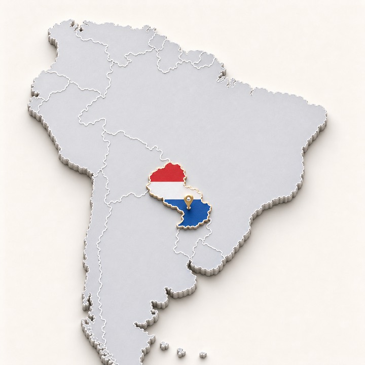 World map with Paraguay location marker