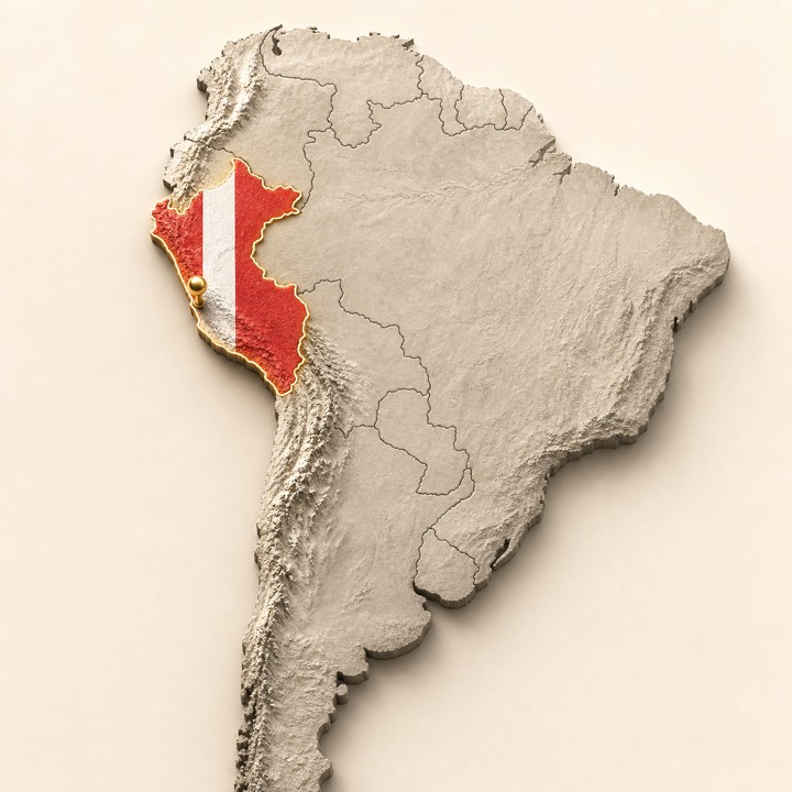 World map with Peru location marker