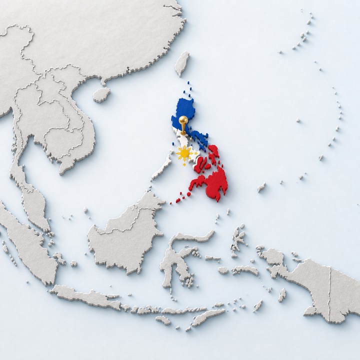 World map with Philippines location marker
