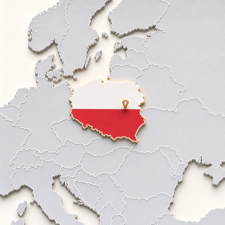 World map with Poland location marker