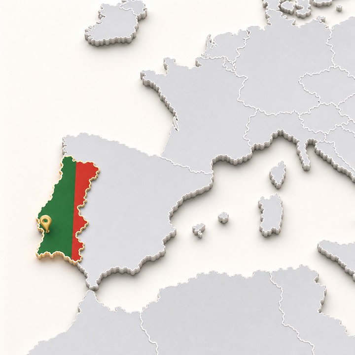 World map with Portugal location marker