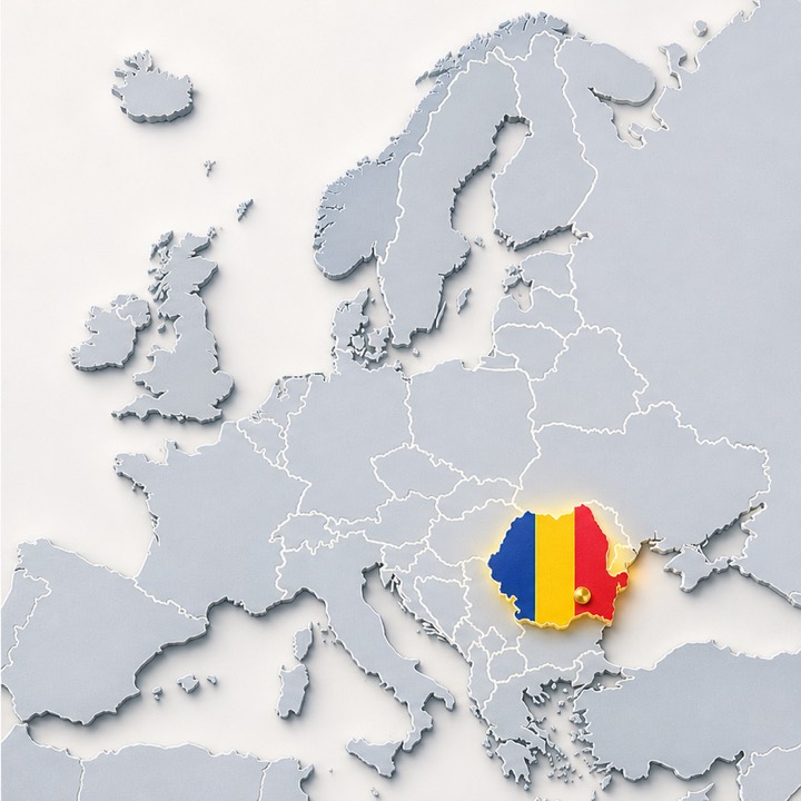 World map with Romania location marker