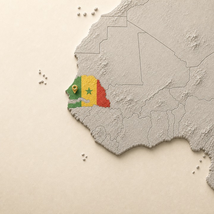 World map with Senegal location marker