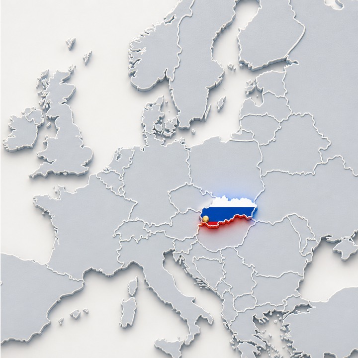 World map with Slovakia location marker