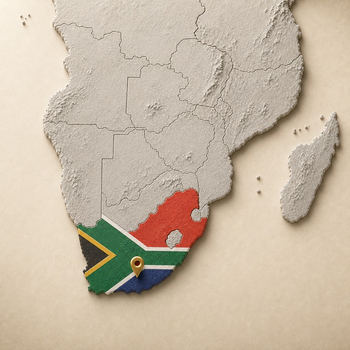 World map with South Africa location marker