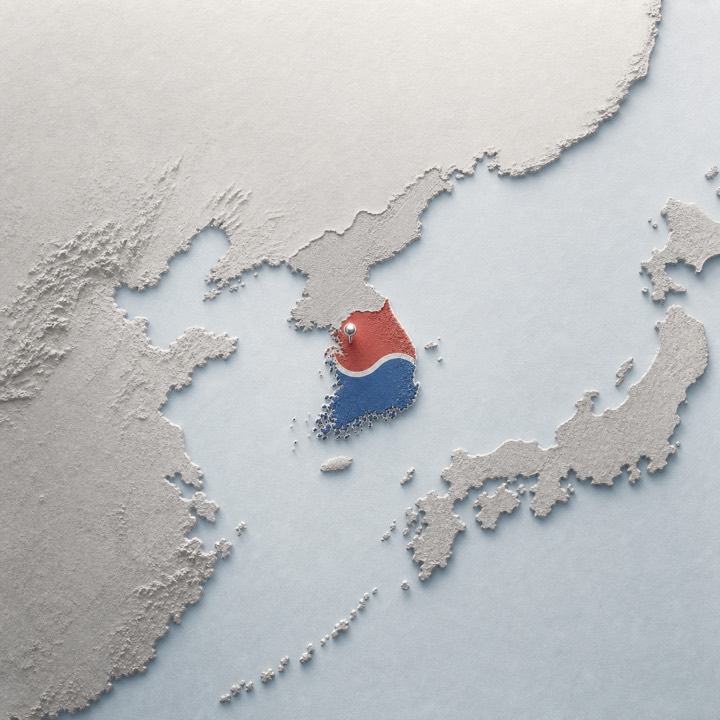 World map with South Korea location marker