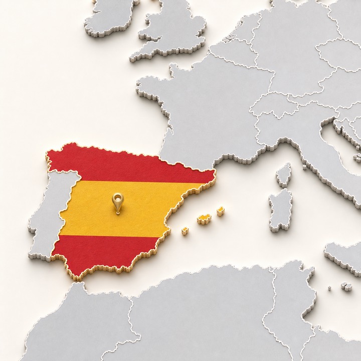 World map with Spain location marker