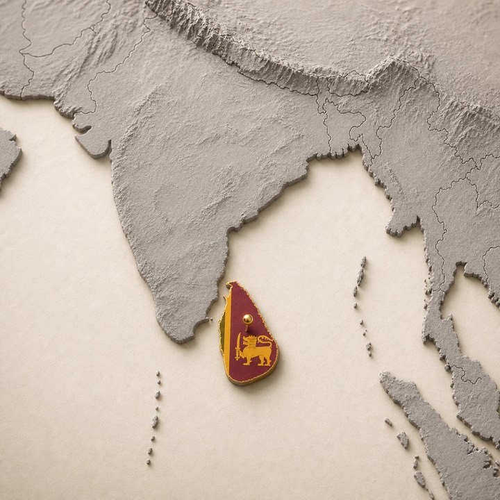 World map with Sri Lanka location marker