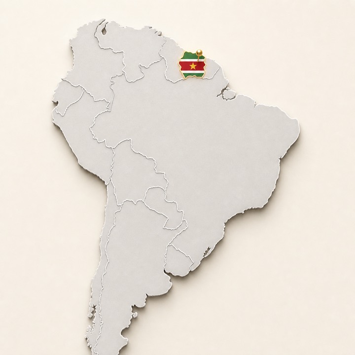 World map with Suriname location marker