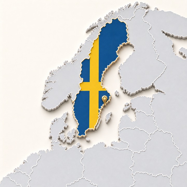 World map with Sweden location marker