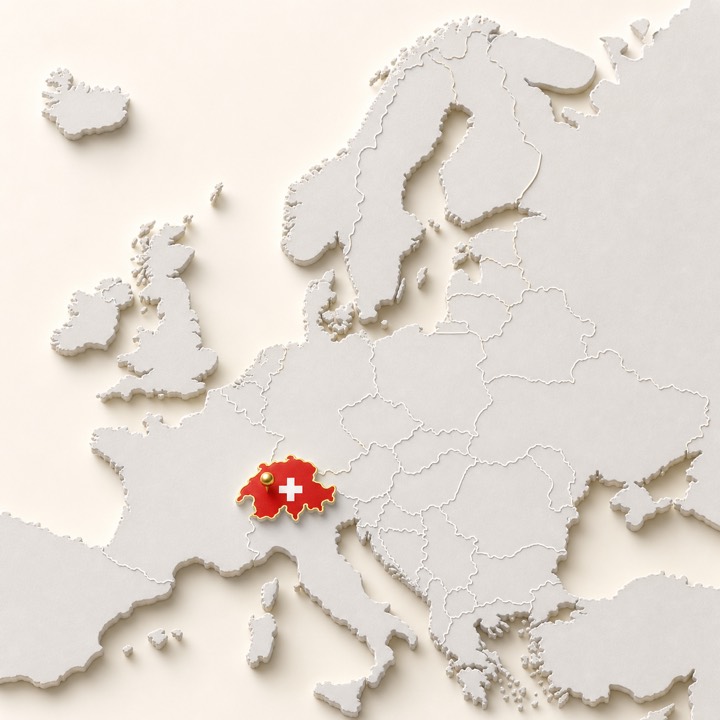 World map with Switzerland location marker