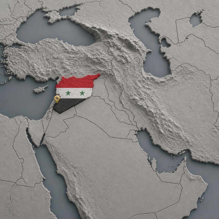 World map with Syria location marker
