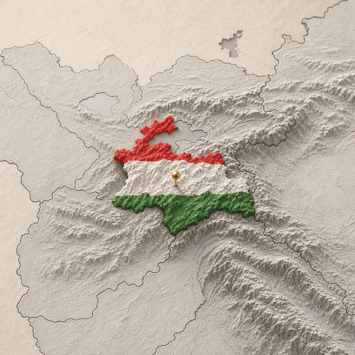 World map with Tajikistan location marker