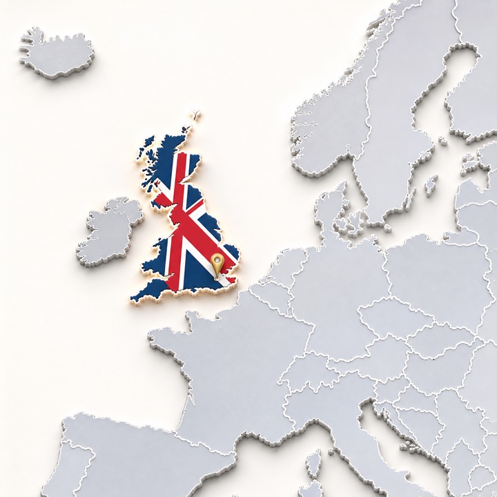 World map with United Kingdom location marker