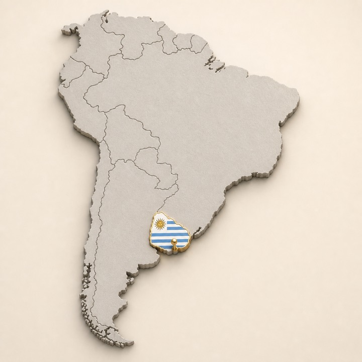 World map with Uruguay location marker