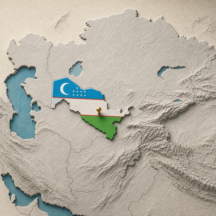 World map with Uzbekistan location marker