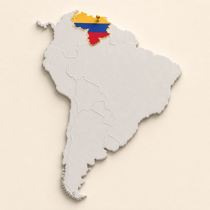 World map with Venezuela location marker