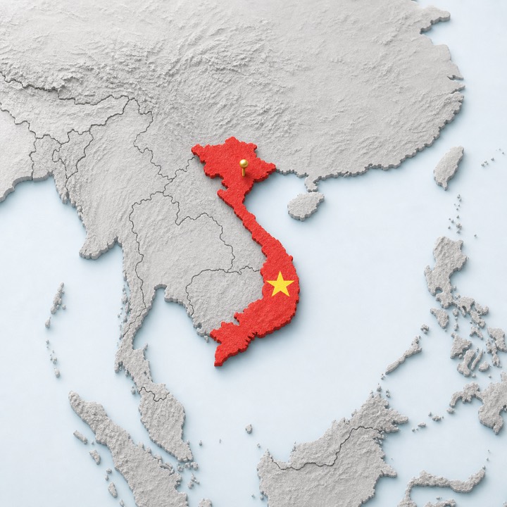 World map with Vietnam location marker